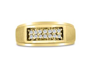 Men’s 1/4 Carat Diamond Wedding Band in Yellow Gold, -K, I1-I2, 9.52mm Wide by SuperJeweler