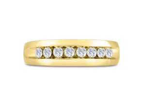 Men’s 1/2 Carat Diamond Wedding Band in Yellow Gold, -K, I1-I2, 6.57mm Wide by SuperJeweler