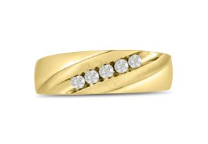 Men’s 1/4 Carat Diamond Wedding Band in 14K Yellow Gold, G-H Color, , 6.89mm Wide by SuperJeweler