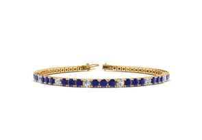 4 1/3 Carat Sapphire & Diamond Alternating Tennis Bracelet in 14K Yellow Gold (8.1 g), 6 Inches,  by SuperJeweler