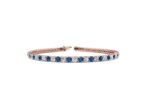 5 Carat Blue & White Diamond Tennis Bracelet in 14K Rose Gold (12.1 g), 9 Inches,  by SuperJeweler