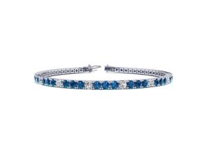 4 Carat Blue & White Diamond Alternating Tennis Bracelet in 14K White Gold (9.4 g), 7 Inches,  by SuperJeweler