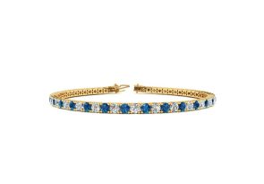 4 1/2 Carat Blue & White Diamond Men’s Tennis Bracelet in 14K Yellow Gold (10.7 g), 8 Inches,  by SuperJeweler