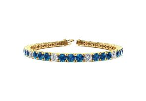 10 1/2 Carat Blue & White Diamond Alternating Tennis Bracelet in 14K Yellow Gold (13.7 g), 8 Inches,  by SuperJeweler