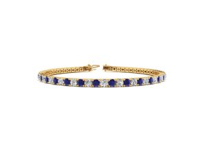 5 Carat Sapphire & Diamond Men’s Tennis Bracelet in 14K Yellow Gold (10.7 g), 8 Inches,  by SuperJeweler