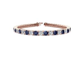 10 1/4 Carat Sapphire & Diamond Tennis Bracelet in 14K Rose Gold (11.1 g), 6 1/2 Inches,  by SuperJeweler