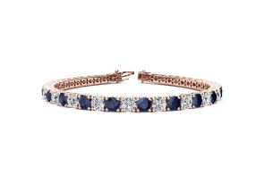 13 1/2 Carat Sapphire & Diamond Men’s Tennis Bracelet in 14K Rose Gold (14.6 g), 8.5 Inches,  by SuperJeweler