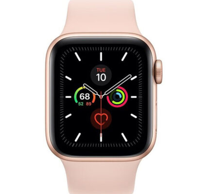 Apple Watch Series 5 GPS, 44mm Gold Aluminium Case with Pink Sand Sport Band – S/M & M/L MWVE2VR/A