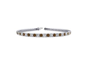3 1/2 Carat Chocolate Bar Brown Champagne & White Diamond Tennis Bracelet in 14K White Gold (12 g), 9 Inches,  by SuperJeweler