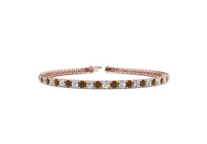 3 1/2 Carat Chocolate Bar Brown Champagne & White Diamond Tennis Bracelet in 14K Rose Gold (8.1 g), 6 Inches,  by SuperJeweler
