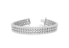 9 Carat Three Row Diamond Men’s Tennis Bracelet in 14K White Gold (26 g), 8 Inches,  by SuperJeweler