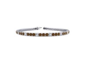 3 1/2 Carat Chocolate Bar Brown Champagne & White Diamond Tennis Bracelet in 14K White Gold (12 g), 9 Inches,  by SuperJeweler