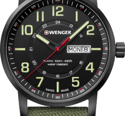 Náramkové hodinky Wenger 01.1541.104, (Ø x v) 42 mm x 9.45 mm, čierna