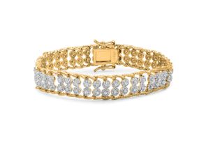 2-Row Rope Look Natural Raw Diamond Bracelet, Yellow Gold (15 Grams) Overlay, 7 Inches,  by SuperJeweler