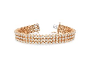 9 Carat Three Row Diamond Men’s Tennis Bracelet in 14K Rose Gold (26 g), 8 Inches,  by SuperJeweler