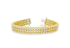 9 Carat Three Row Diamond Men’s Tennis Bracelet in 14K Yellow Gold (26 g), 8 Inches,  by SuperJeweler
