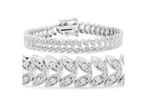 1 Carat Diamond Petal Bracelet in Platinum Overlay, 7 Inches,  by SuperJeweler