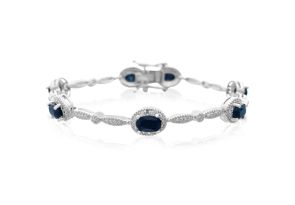 4 1/2 Carat Sapphire & Diamond Bracelet, Platinum Overlay, 7 Inches,  by SuperJeweler