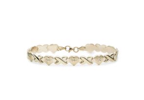 Yellow Gold (5.5 g) Stampato XO Heart Bracelet, 8 Inches by SuperJeweler