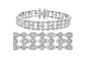 1 Carat Three Row Diamond Bracelet in Platinum Overlay, , 7 Inch by SuperJeweler