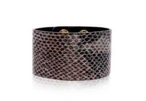 Slate Gray Vegan Snakeskin Leather Cuff Bracelet, 8 Inch by Adoriana