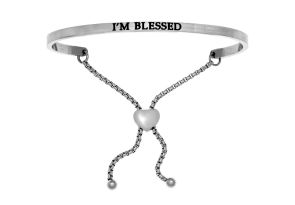 Silver „IâM BLESSED“ Adjustable Bracelet, 7 Inch by SuperJeweler