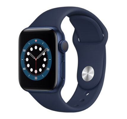 Apple Watch Series 6 GPS, 40mm Blue Aluminium Case with Deep Navy Sport Band – Regular MG143HC/A