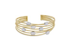 14K Yellow Gold (22 g) 1.5 Carat Pave Diamond Cuff Bangle Bracelet, G/H Color, 7 Inch by SuperJeweler