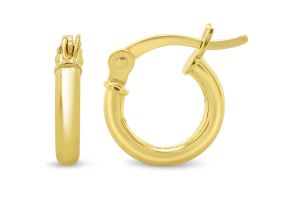 10MM Classic Hoop Earrings in 14K Yellow Gold (0.90 g) Over Sterling Silver by SuperJeweler