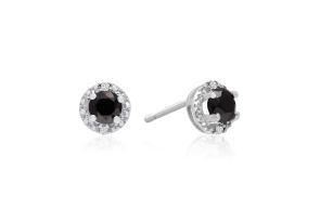 1/2 Carat Black & White Diamond Earrings, Sterling Silver by SuperJeweler