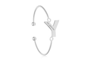 „Y“ Initial Bangle Bracelet in Silver Tone, 7 Inch by SuperJeweler
