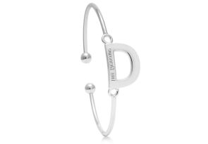 „D“ Initial Bangle Bracelet in Silver Tone, 7 Inch by SuperJeweler