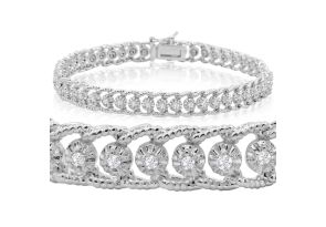 1 Carat Diamond Ropework Tennis Bracelet in Platinum Overlay, 7 Inches,  by SuperJeweler