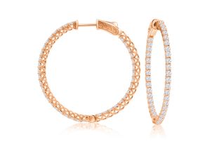 2 Carat Crystal Hoop Earrings in 14K Rose Gold (7.40 g) Over Sterling Silver, 1.5 Inches by SuperJeweler