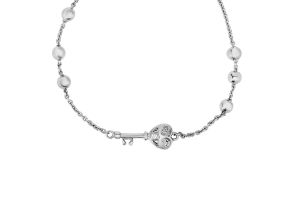 Sterling Silver Adjustable Bead Bracelet w/ Heart Key & Bead Embellishments, 7 Inch by SuperJeweler