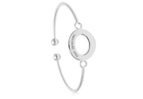 „O“ Initial Bangle Bracelet in Silver Tone, 7 Inch by SuperJeweler