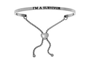 Silver „IâM A SURVIVOR“ Adjustable Bracelet, 7 Inch by SuperJeweler