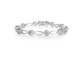 Antique Reproduced Creation 1/4 Carat Diamond Tennis Bracelet in White Gold Overlay, , 7 Inch by SuperJeweler
