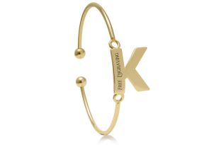 FREE ENGRAVING „K“ Initial Bangle Bracelet in Yellow Gold, 7 Inch by SuperJeweler