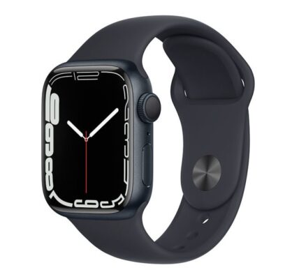 Apple Watch Series 7 GPS, 41mm Midnight Aluminium Case with Midnight Sport Band – Regular MKMX3VR/A