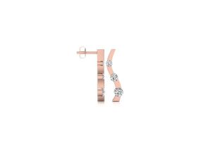 1/4 Carat Three Diamond Curve Earrings in 14K Rose Gold,  by SuperJeweler