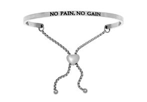 Silver „NO PAIN, NO GAIN“ Adjustable Bracelet, 7 Inch by SuperJeweler