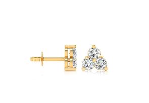 1 Carat Three Diamond Triangle Stud Earrings in 14K Yellow Gold,  by SuperJeweler