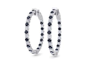 5 Carat Sapphire & Diamond Hoop Earrings in 14K White Gold (14 g), 1.25 Inch,  by SuperJeweler