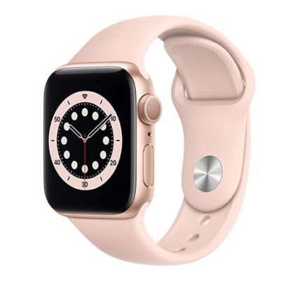 Apple Watch Series 6 GPS, 40mm Gold Aluminium Case with Pink Sand Sport Band – Regular
