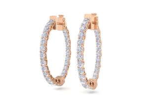3 Carat Diamond Hoop Earrings in 14K Rose Gold (7 g), 3/4 Inch,  by SuperJeweler