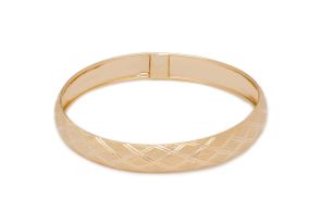 Yellow Gold (6.3 g) Flexible Bangle Bracelet w/ Argyle Diamond Cut Design, 7 Inches by SuperJeweler