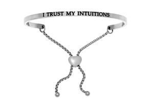 Silver „I TRUST MY INTUITIONS“ Adjustable Bracelet, 7 Inch by SuperJeweler