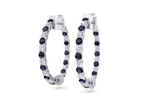 3 Carat Sapphire & Diamond Hoop Earrings in 14K White Gold (7 g), 3/4 Inch,  by SuperJeweler