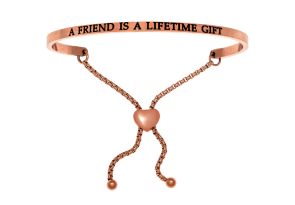 Rose Gold „A FRIEND IS A LIFETIME GIFT“ Adjustable Bracelet, 7 Inch by SuperJeweler